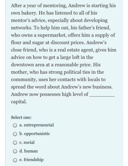 After a year of mentoring, Andrew is starting his