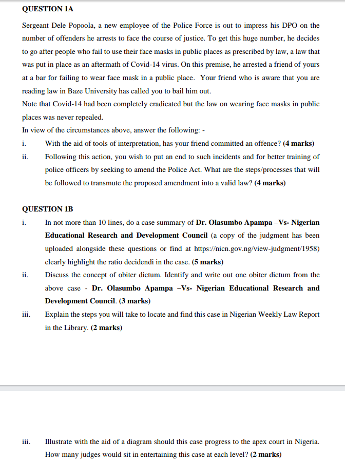QUESTION 2 i Dele Popoola, an ICT expert, was