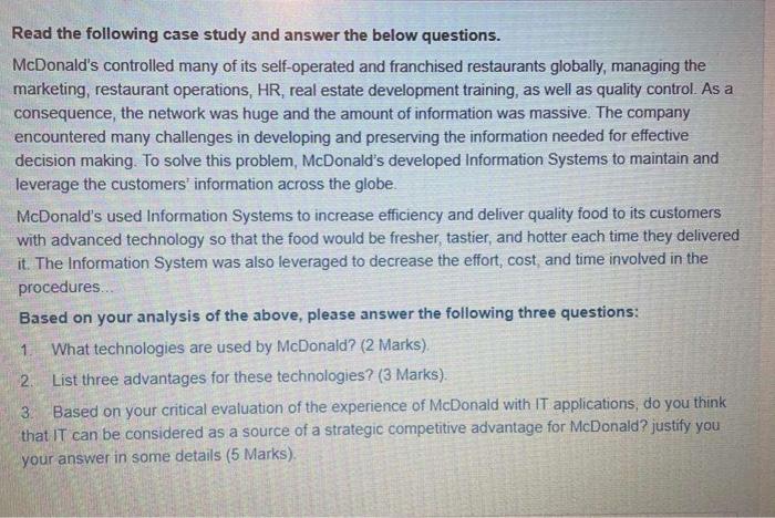 Read the following case study and answer the