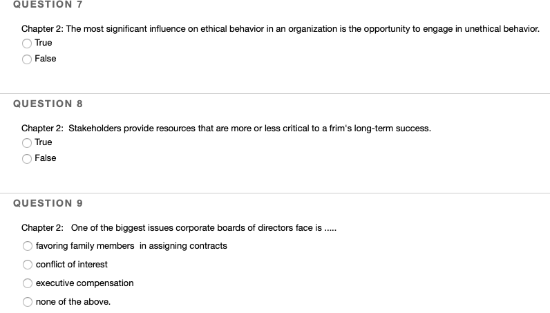 QUESTION 7 Chapter 2: The most significant