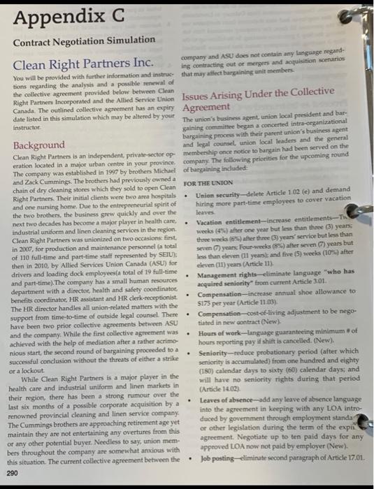 Information: Question: Appendix C . Contract