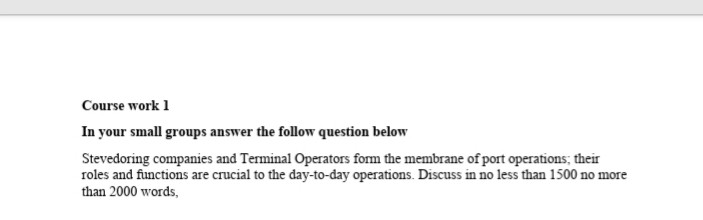 Course work 1 In your small groups answer the