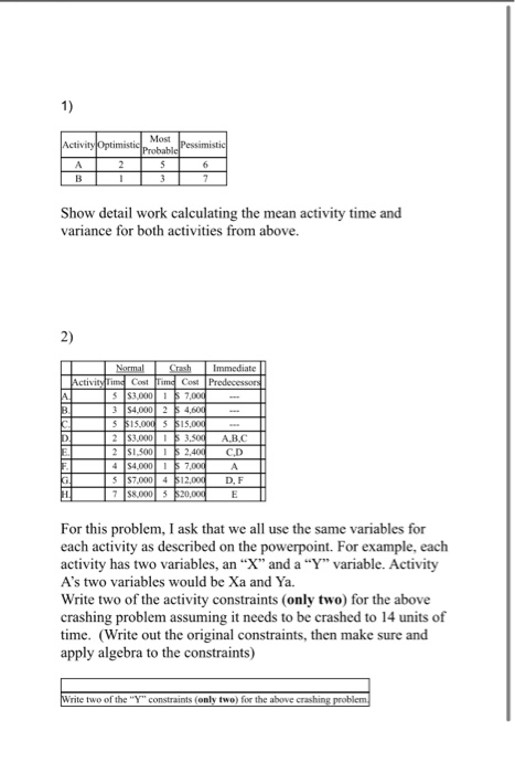 Activity optimistic Most pessimistic 25 Show