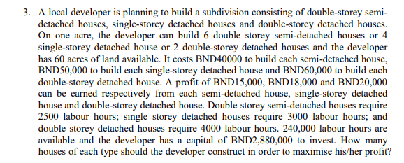 3. A local developer is planning to build a