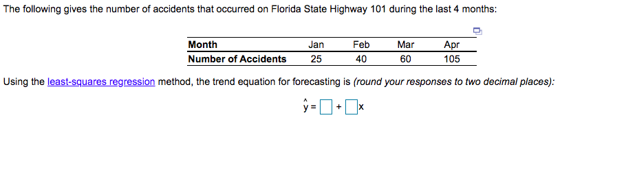 B) Using least squares regression, the forecast