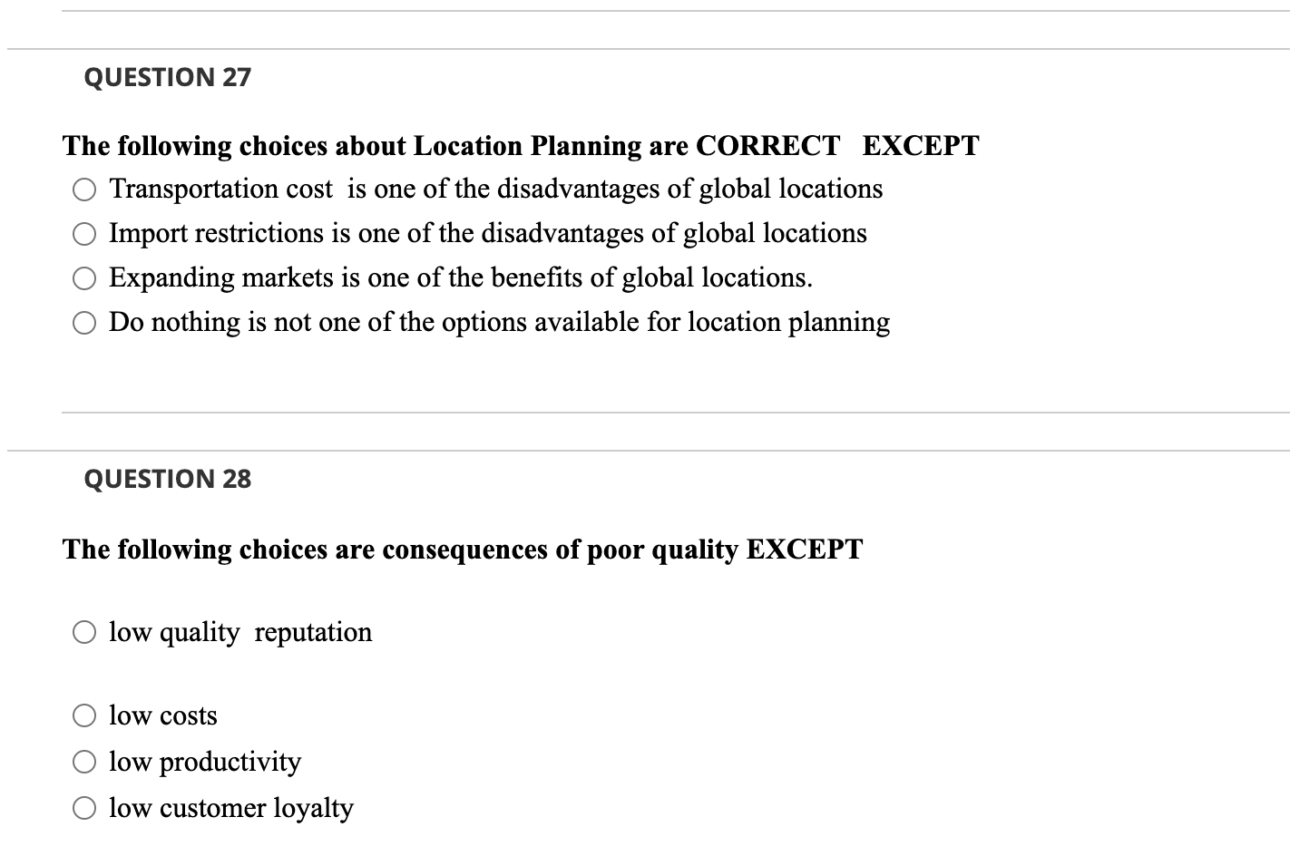 QUESTION 26 = Consider the following inventory