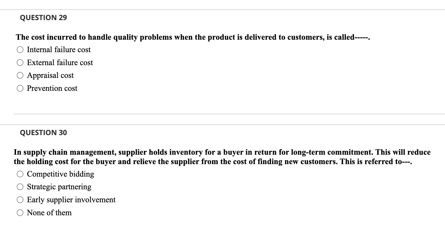 QUESTION 26 = Consider the following inventory