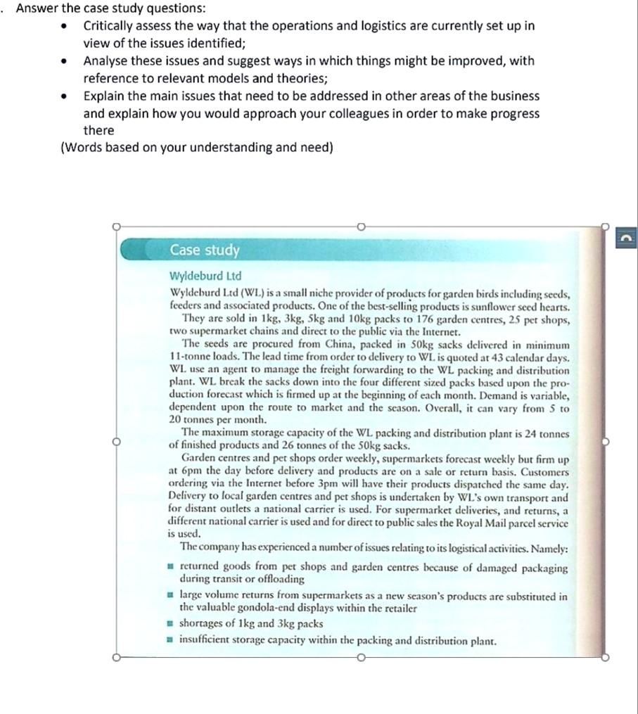 . Answer the case study questions: Critically
