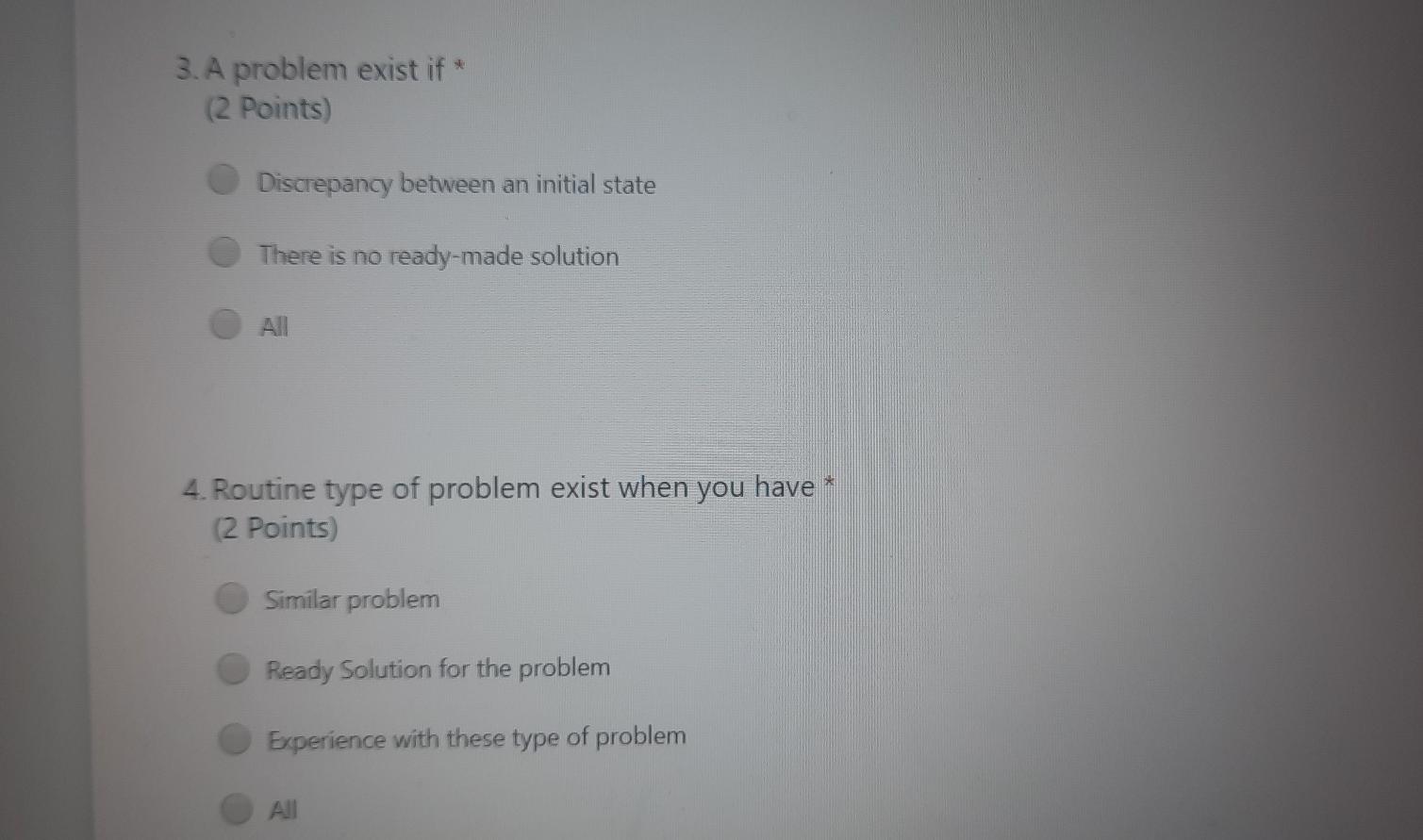 3. A problem exist if (2 points) Discrepancy