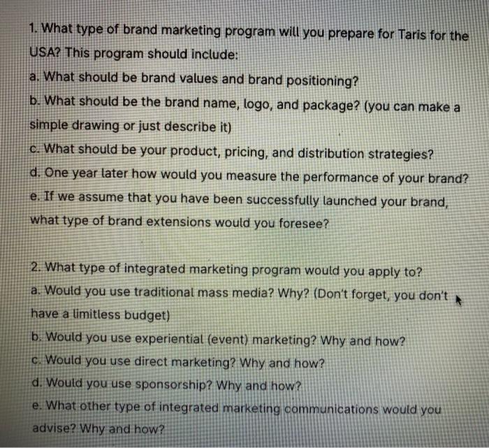 management 1. What type of brand marketing