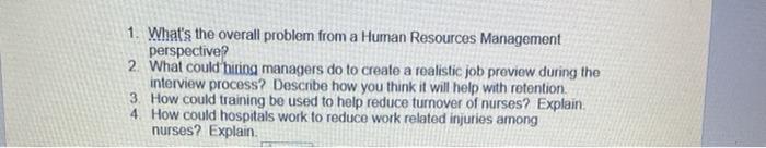 1. What's the overall problem from a Human