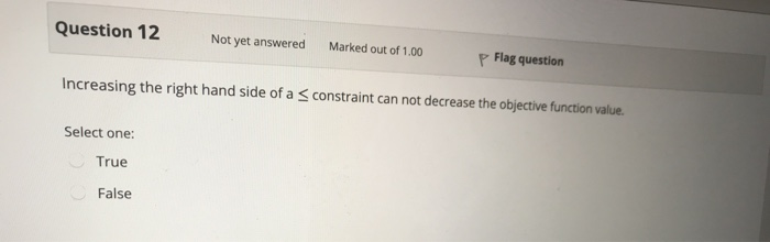 Question 12 Not yet answered Marked out of 1.00 p