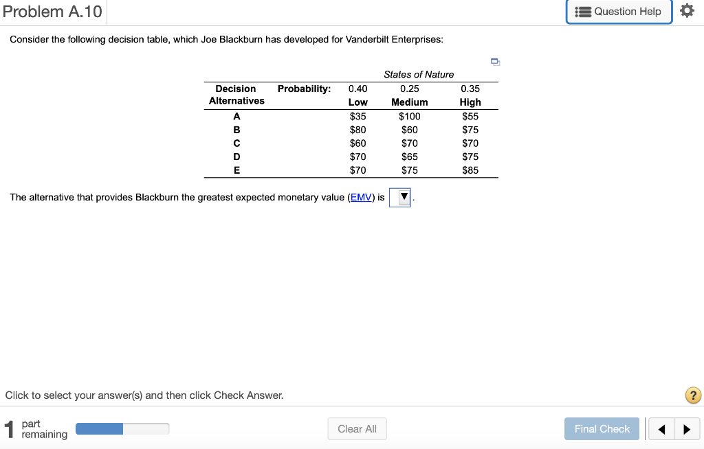 (a) The alternative that provides Blackburn the