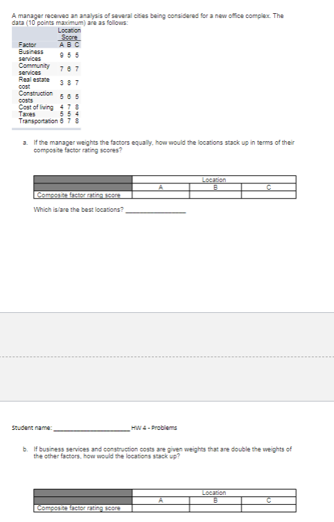 Please show all work, thank you! A manager
