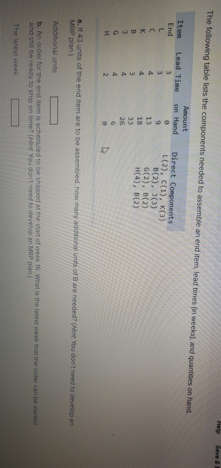 Please label answer. Thanks Help Save & E The