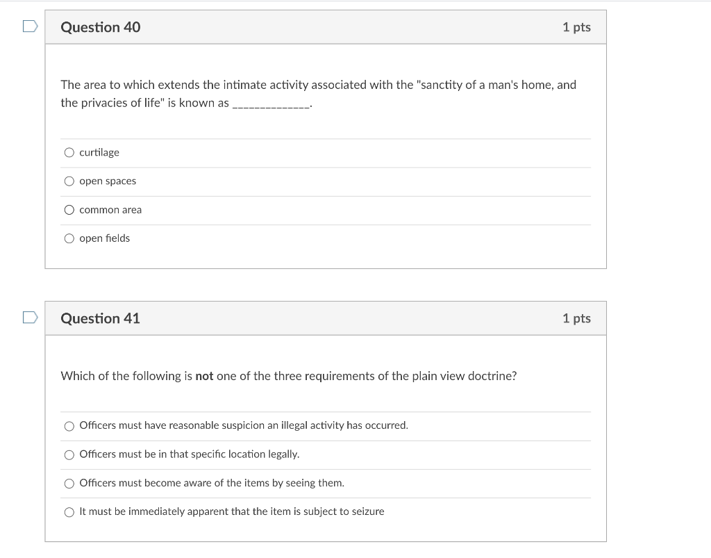Question 40 1 pts The area to which extends the