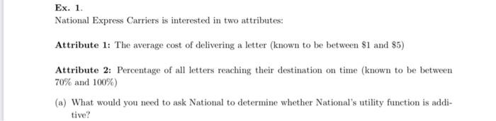 just a) please Ex. 1. National Express Carriers