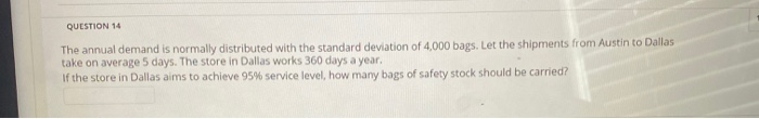 QUESTION 14 The annual demand is normally