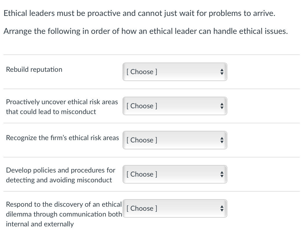 Ethical leaders must be proactive and cannot just