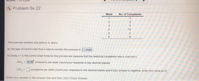 Problem 6s.22 An ad agency tracks the complaints,