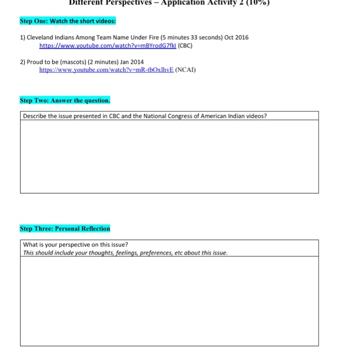 Different Perspectives - Application Activity