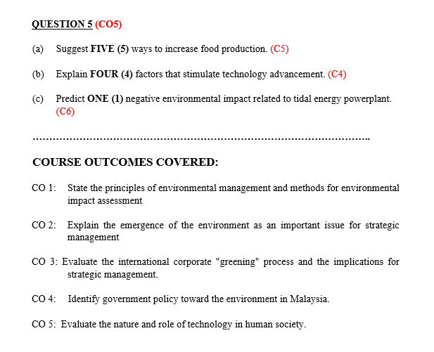 COURSE NAME: ENVIRONMENTAL MANAGEMENT AND
