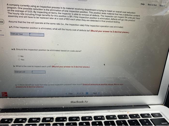 Help Save A company currently using an inspection