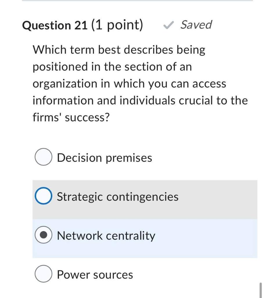Which term best describes being positioned in the
