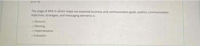 (4 of 10) The stage of RPIE in which maps out