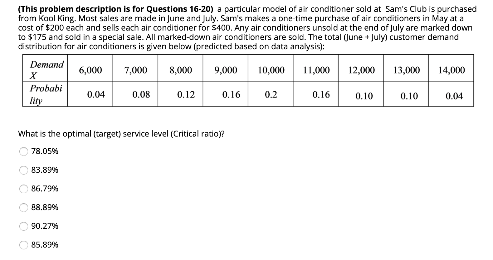 (This problem description is for Questions 16-20)