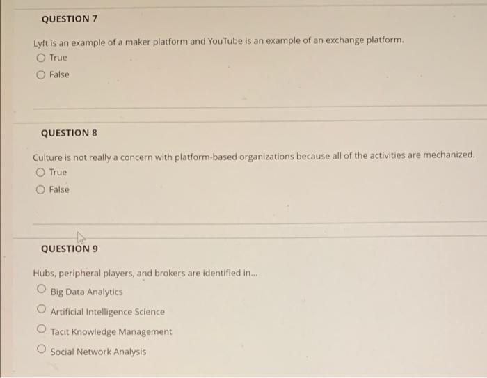 QUESTION 7 Lyft is an example of a maker platform