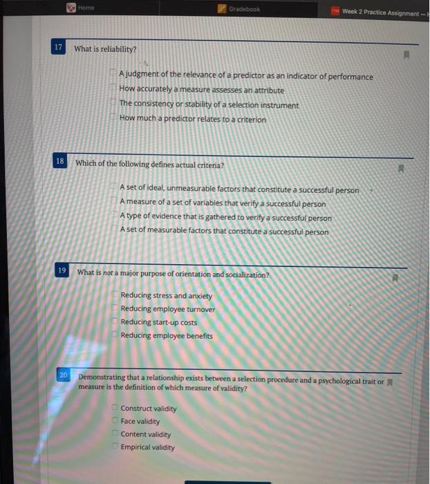 Home Gradebook Week 2 Practice Assignment 17 What