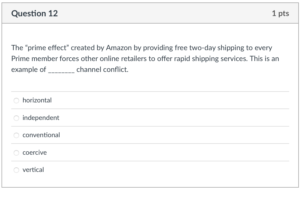 Question 12 1 pts The prime effect created by
