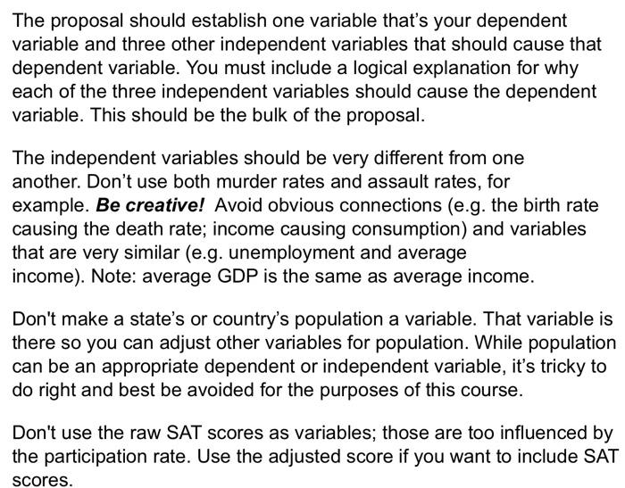 The proposal should establish one variable that's