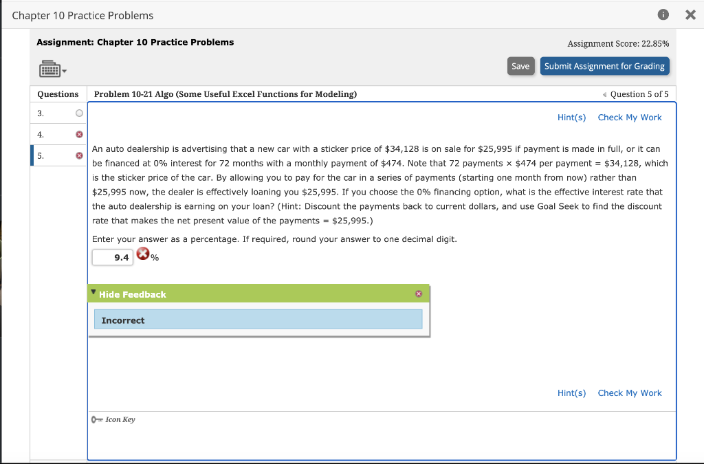 Chapter 10 Practice Problems Assignment: Chapter