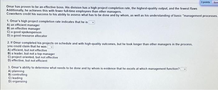 3 points Save Omar has proven to be an effective
