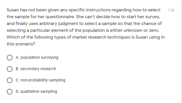 1 Susan has not been given any specific