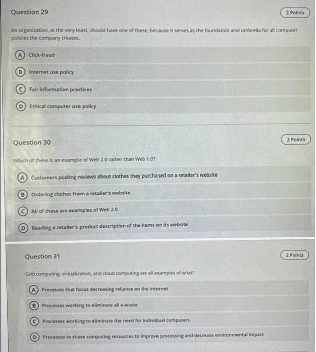 Question 26 2 Points Organizations try to make