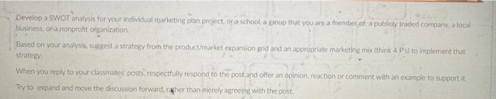 Develop a SWOT analysis for your individual