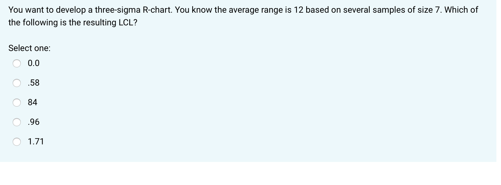 You want to develop a three-sigma R-chart. You