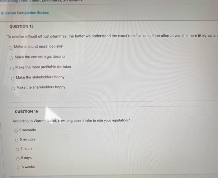 Question Completion Status: QUESTION 15 To