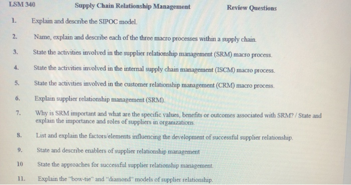 1. 3. 4. 5. LSM 340 Supply Chain Relationship