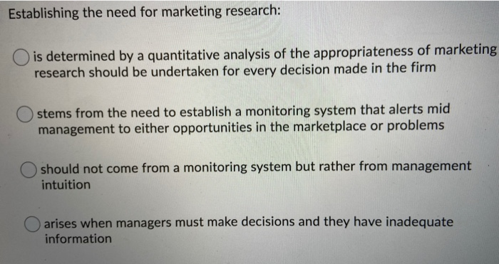 Establishing the need for marketing research: is