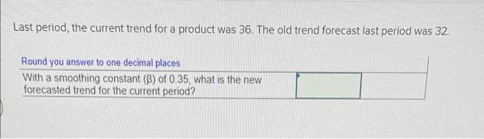 Last period, the current trend for a product was