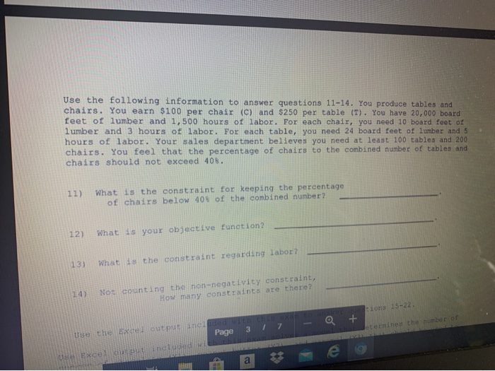 Use the following information to answer questions