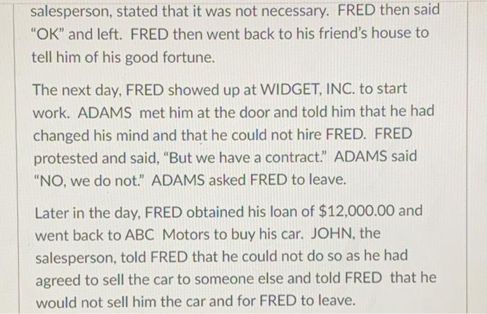 FRED, a struggling young business executive with