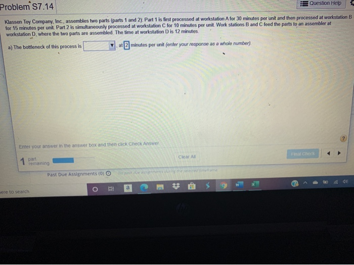 Question Help Problem S7.14 Klassen Toy Company,