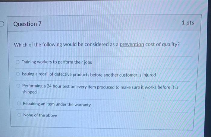 Which of the following would be considered as a