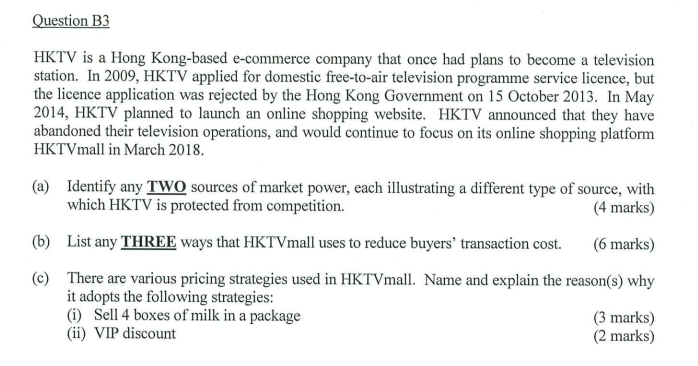 Question B3 HKTV is a Hong Kong-based e-commerce