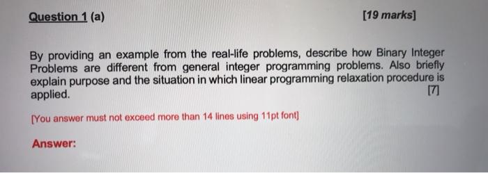 Question 1 (a) [19 marks] By providing an example